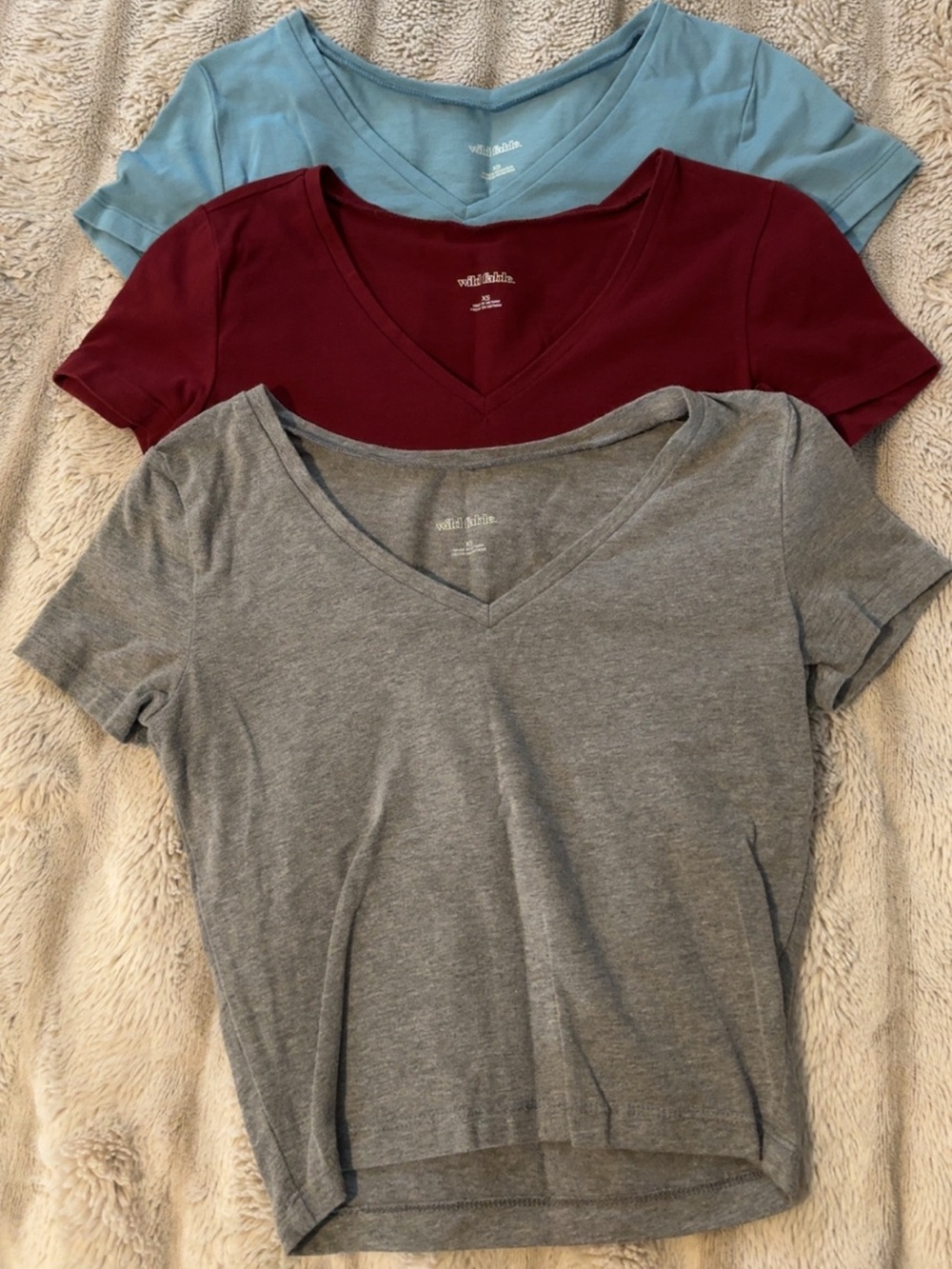 wild fable V-Neck Tee Trio - Light Blue, Burgundy, Gray